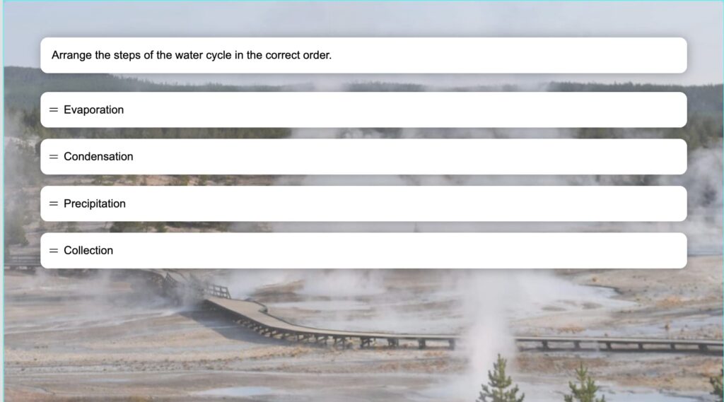 Ordering question text