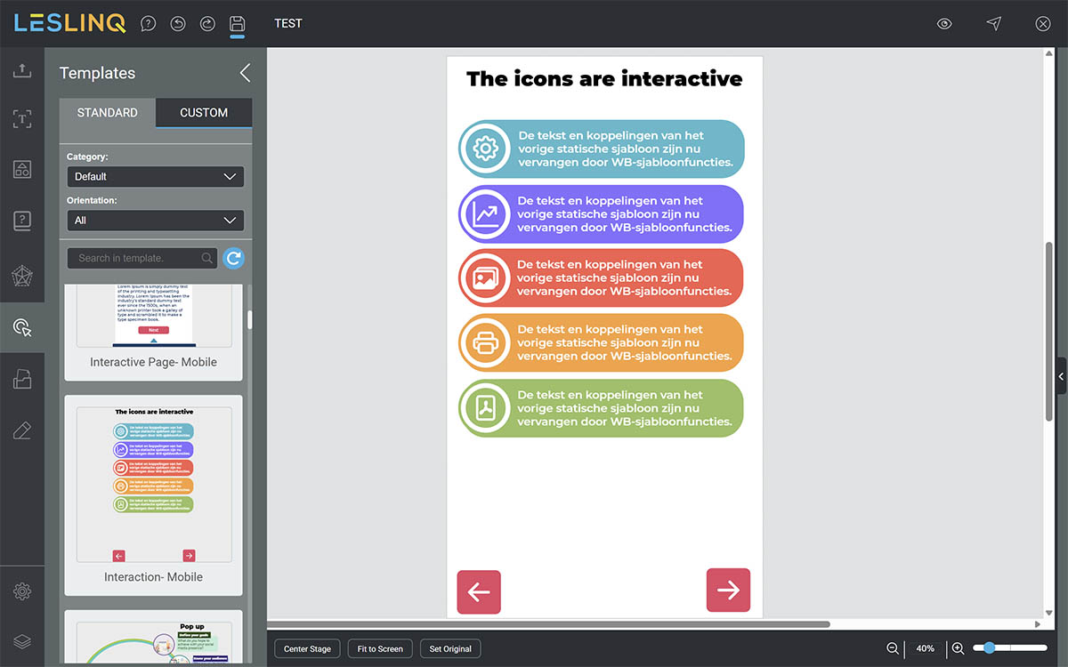 interactive template leslinq