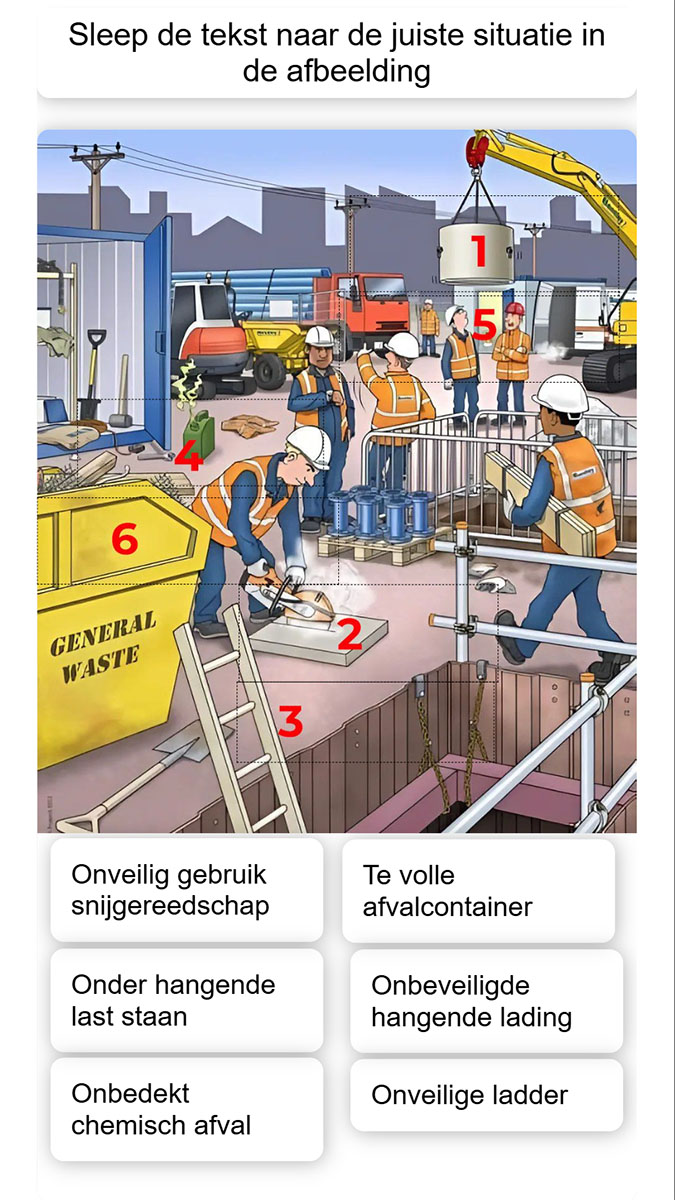 drag drop veiligheidssituaties leslinq