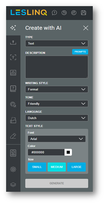 teksten genereren met AI in LesLinq