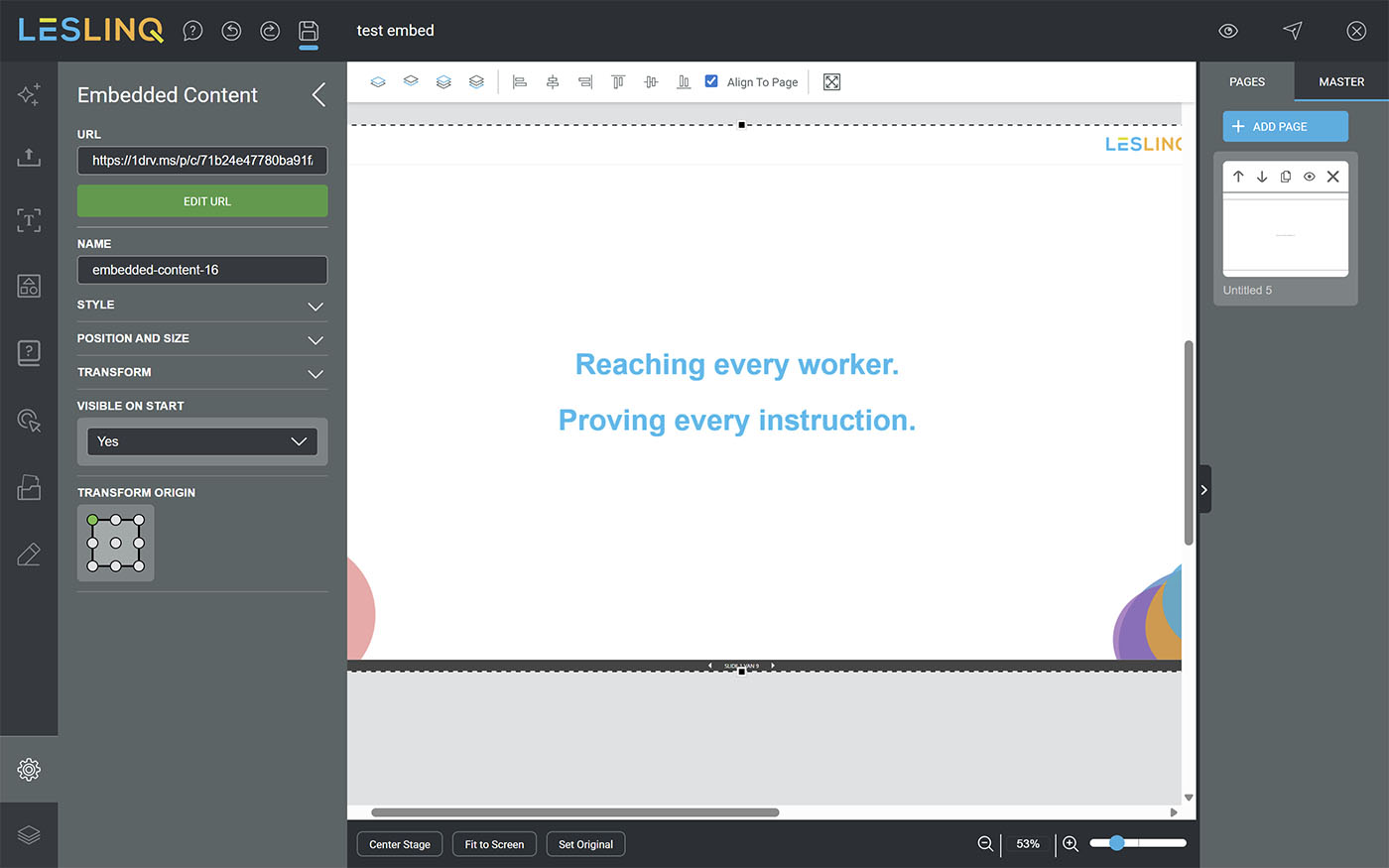 embed powerpoint in LesLinq